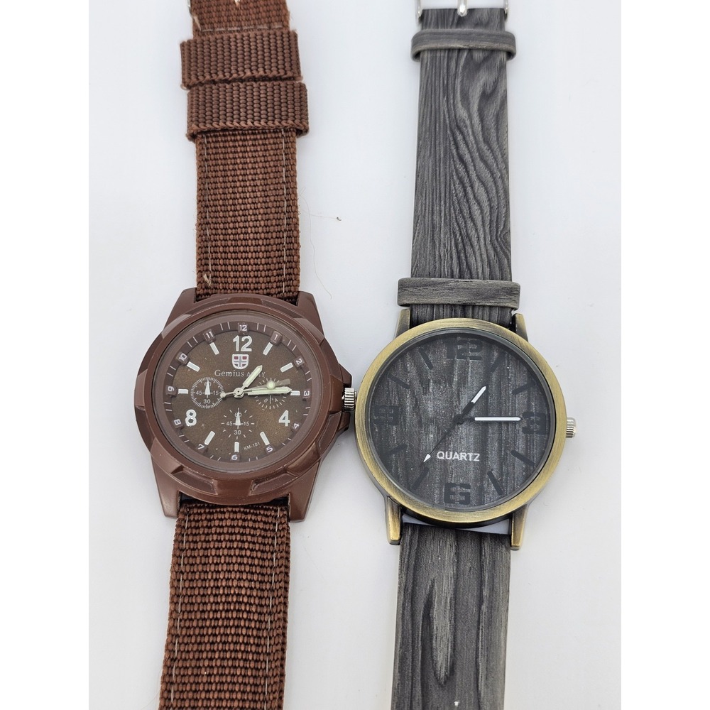 2X Men's‎ Analog Watches 40MM Brown Gray Dial Brown Gray Bands New Battery